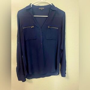 Navy Blue and Gold Express Blouse